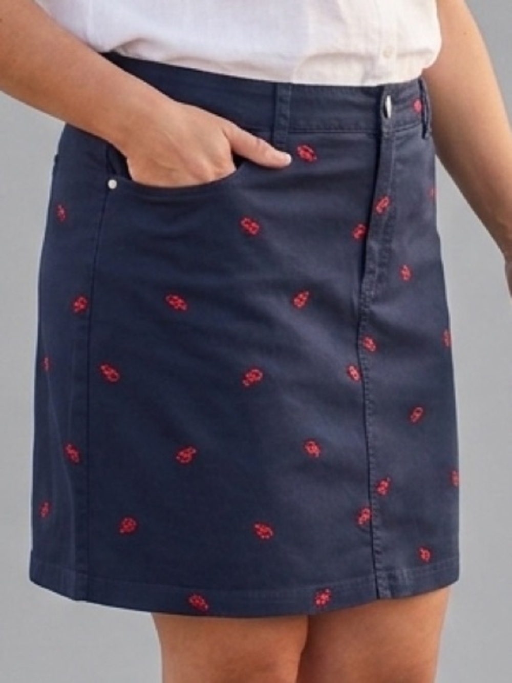 CROFT & BARROW Lobster Embroidered Skort 12 Navy/Red EUC